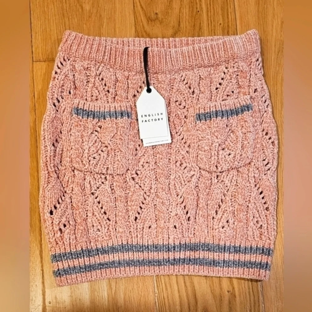 English Factory Textured Knit Skirt – Pink/Grey – Size Small NWT